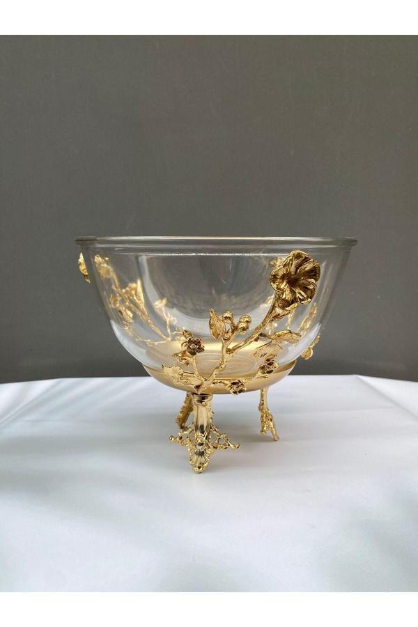 Azade Home Japon Gül Model Gold Renk Salata Kasesi-Meyvelik - Image 1