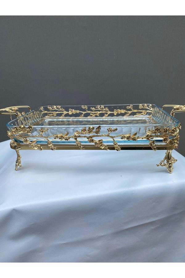 Azade Home Çok Çiçekli Model Dikdörtgen Borcam Pirinç - Image 1