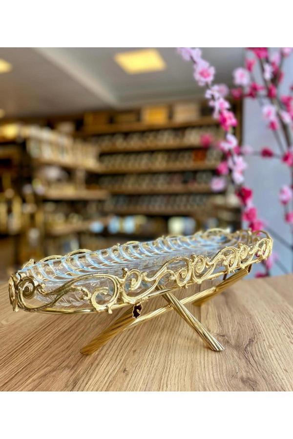 Azade Home Gold Pirinç Tasarım Tekli Kahvaltılık - Image 1