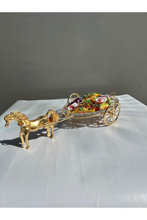 Azade Home Tekli Atlı Sunumluk Gold Renk - Image 1