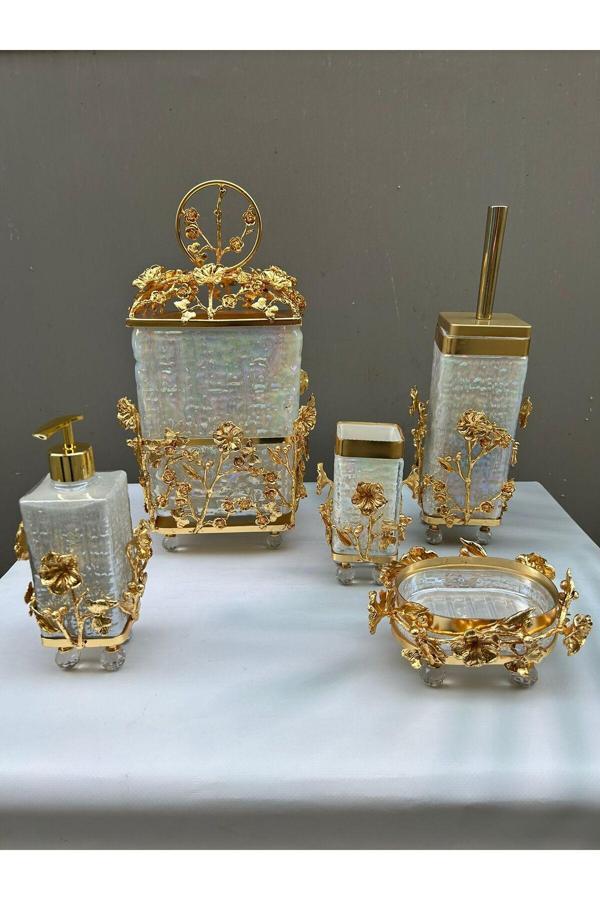 Azade Home Japongül Komple Pirinç Harika Bir Tasarım Kare Banyo Set - Image 1