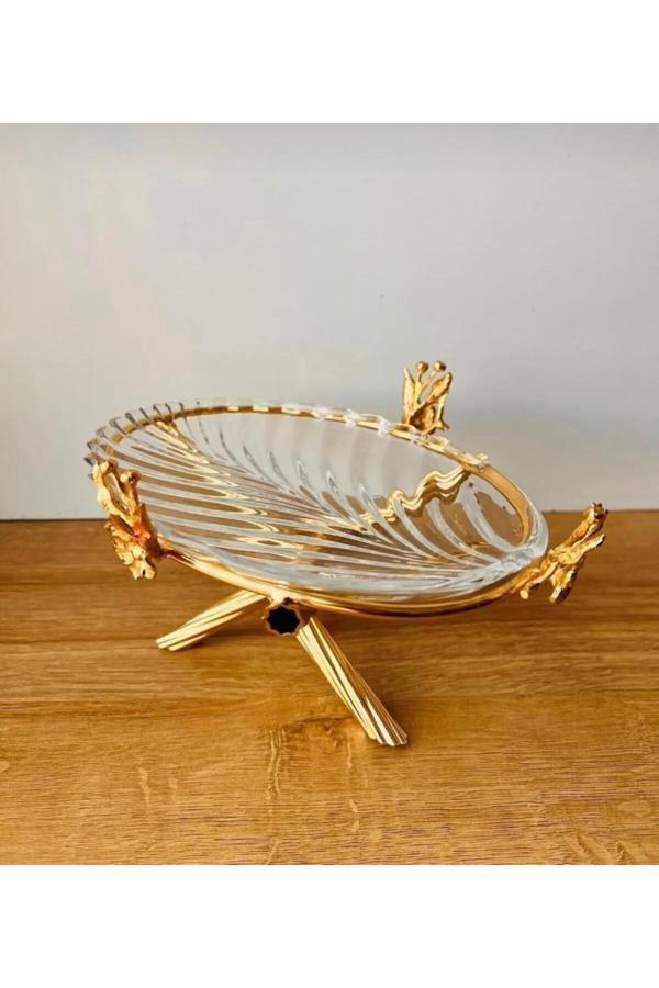 Azade Home Gold Japongül Pirinç Tekli Cam Sunum - Image 1