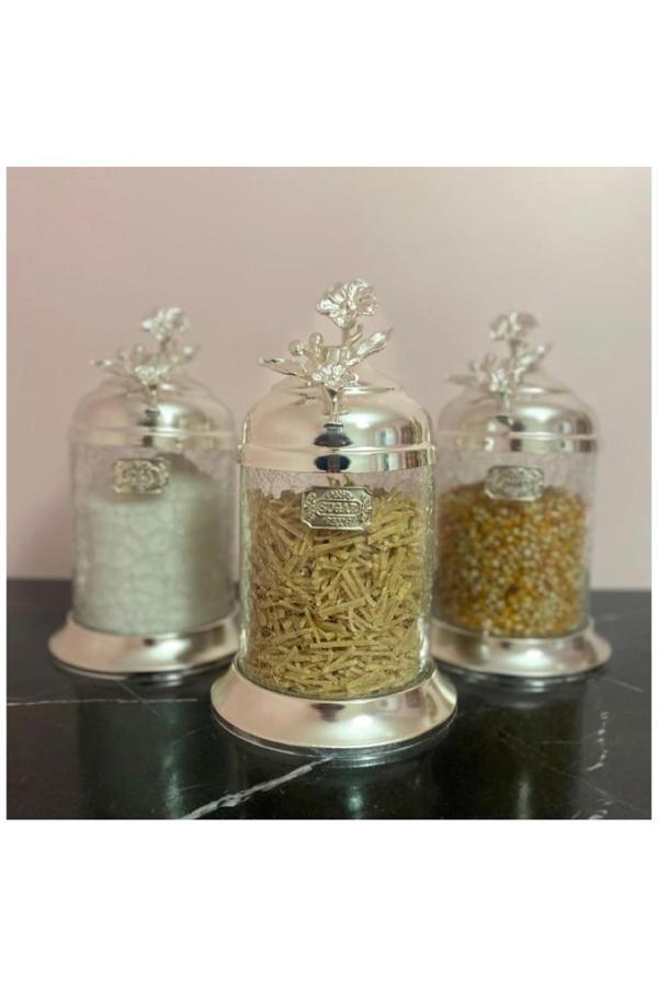 Azade Home Pirinç Japongül Ayaksız Kavanoz 3’Lü Set - Image 1