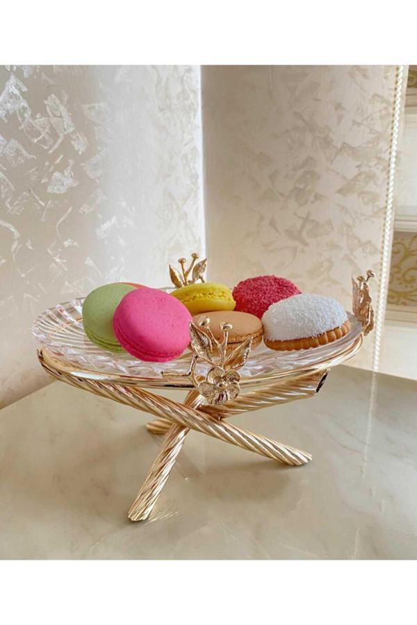 Azade Home Gold Japongül Pirinç Tekli Cam Sunum - Image 1