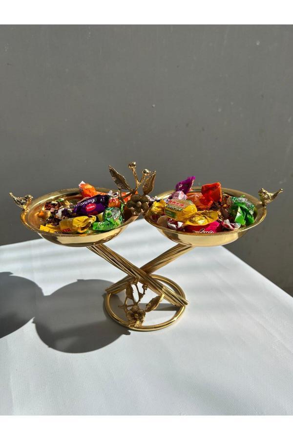 Azade Home İkili Şekerlik-Cerezlik Gold Japon Gul - Image 1
