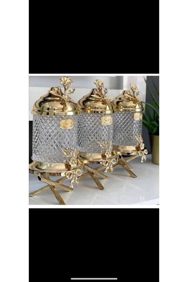 Azade Home Ayaklı Lux Kristal Kavanoz Takım - Image 1
