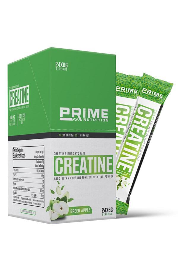 Prime Nutrition Creatine 24 Saşe X 6 Gram Yeşil Elma - Kreatin Monohidrat %100 Mikronize ( Tek Kulla - Image 1