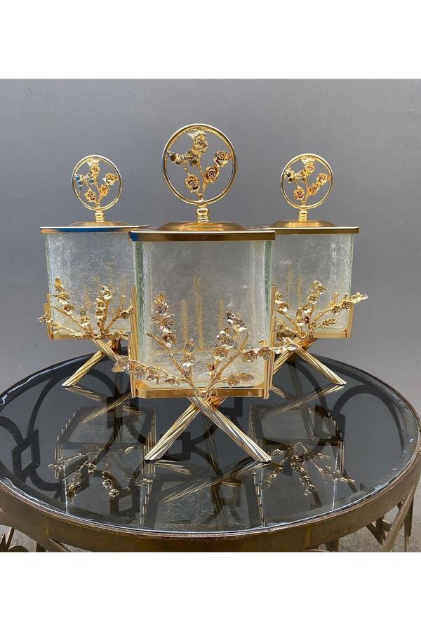 Azade Home Çok Çiçek Kare Kavanoz Takımı - Image 1