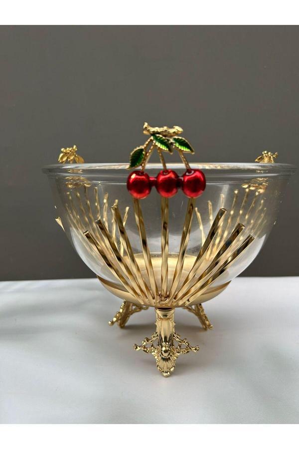 Azade Home Gold Pirinç Kirazlı Çubuk Salata Kase - Image 1