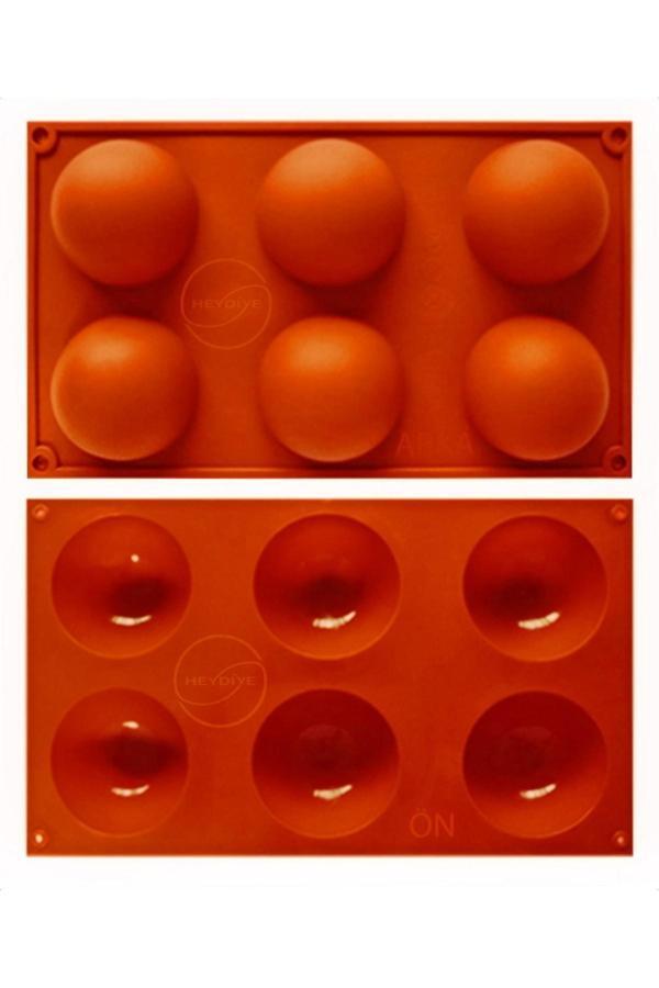 Heydiye Yarım Küre Silikon Pasta / Kek Kalıbı Büyük Boy (6 Hazne, 6.8Cm Çap, 4Cm Derinlik) - Image 1