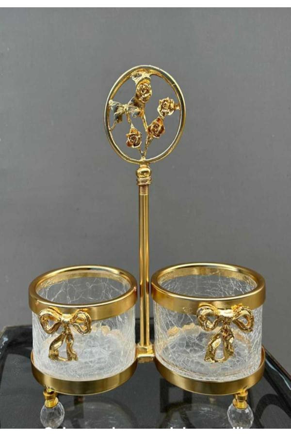 Azade Home 2’Li Sosluk Taş Ayak Gold Renk - Image 1
