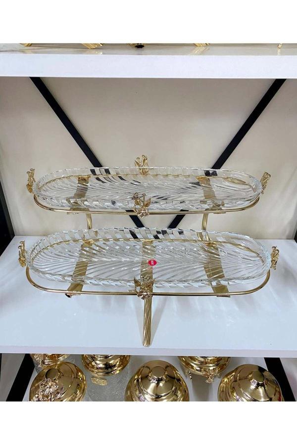 Azade Home Gold Japongül Pirinç İki Katlı Kahvaltılık - Image 1