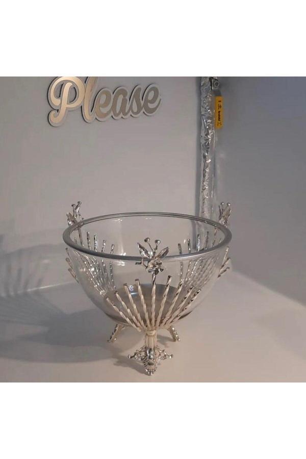 Azade Home Gümüş Pirinç Japongül Çubuk Salata Kase - Image 1
