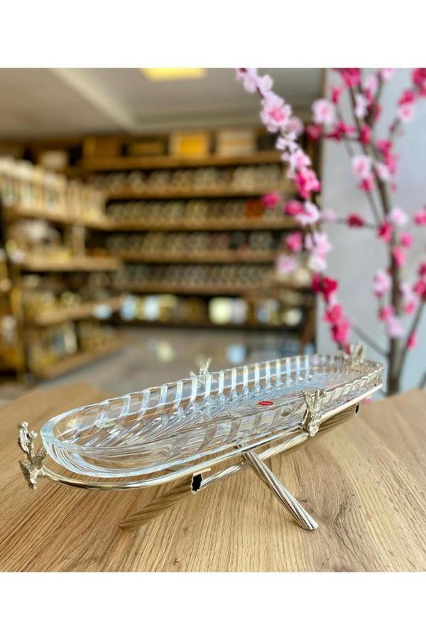 Azade Home Gümüş Pirinç Japongül Tek Katlı Kahvaltılık - Image 1