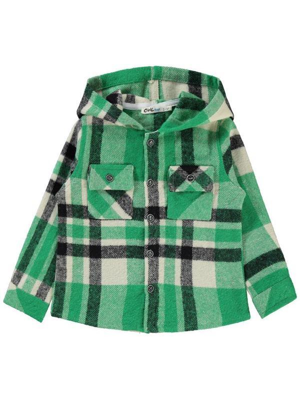 Civil Boys Kapşonlu Ekoseli 2-5 Yaş Gömlek - Yeşil3-4 Yaş - Image 1