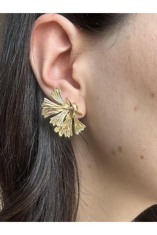 Atelier Emine Yaprak Desen Şık Küpe - Image 1