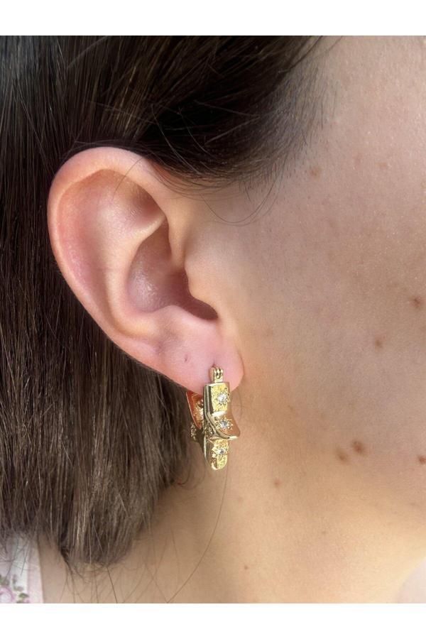 Atelier Emine Zarif Taş Detaylı Yıldız Küpe - Image 1