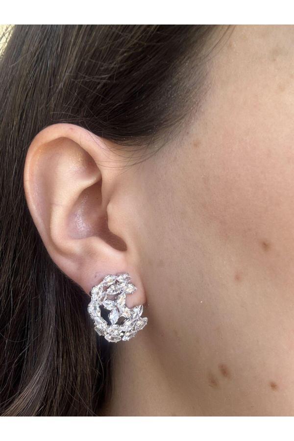 Atelier Emine Çift Sıra Zirkon Küpe - Image 1