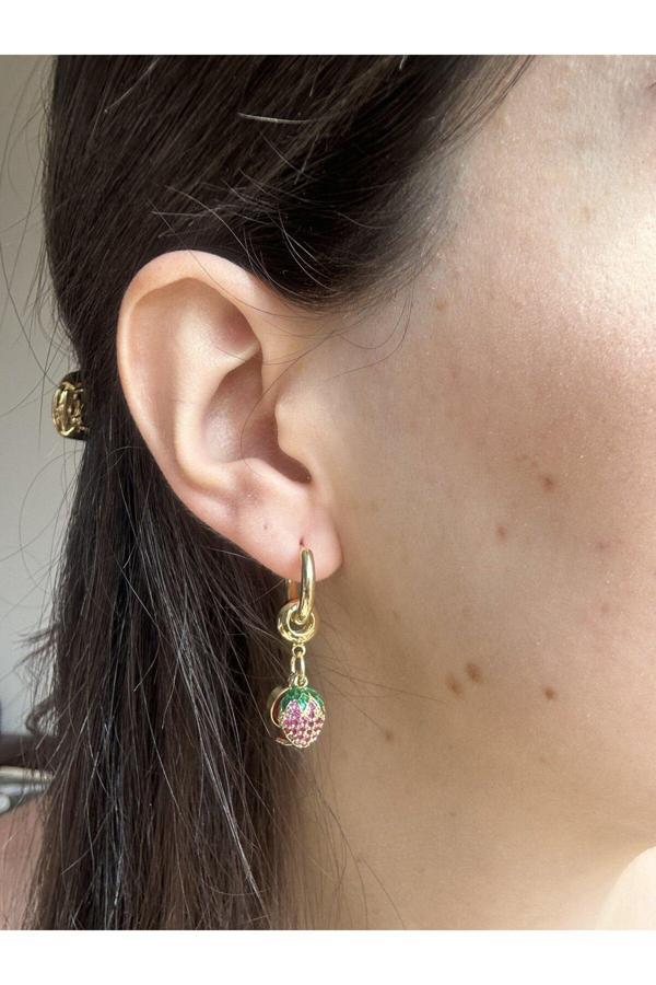 Atelier Emine Üç Boyut Çilekli Charm Küpe - Image 1