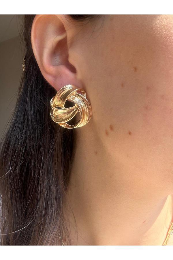 Atelier Emine Geometrik Tasarım Gold Küpe - Image 1