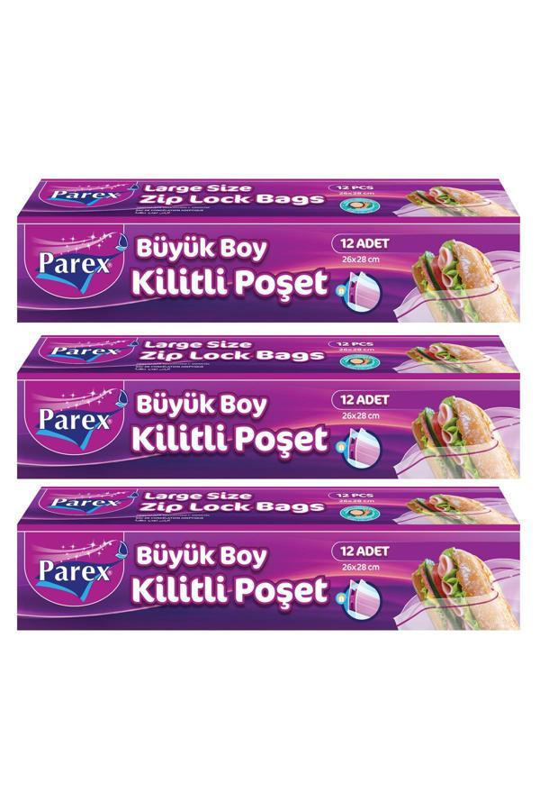Kilitli Buzdolabı Poşet Büyük Boy 12'li 26 x 28 cm Üçlü Set - Image 1