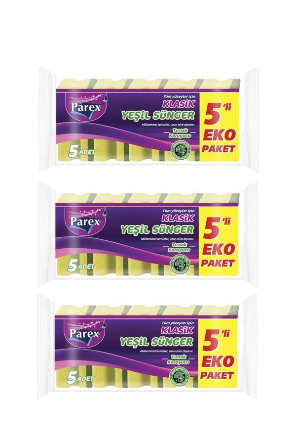 Klasik Yeşil Sünger Oluklu 5'li Paket Üçlü Set - Image 1