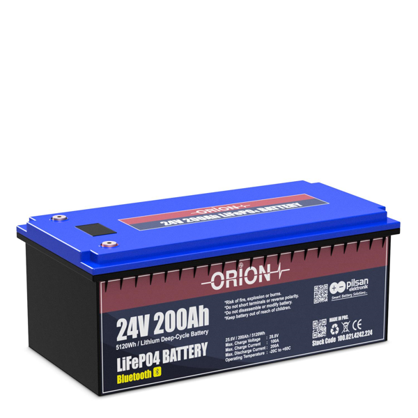 ORION AKÜ LIFEPO4 24200B 24V 200AH BLUETOOTH EKRANLI - Image 1