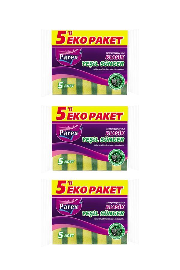 Klasik Yeşil Sünger Düz 5'li Paket Üçlü Set - Image 1