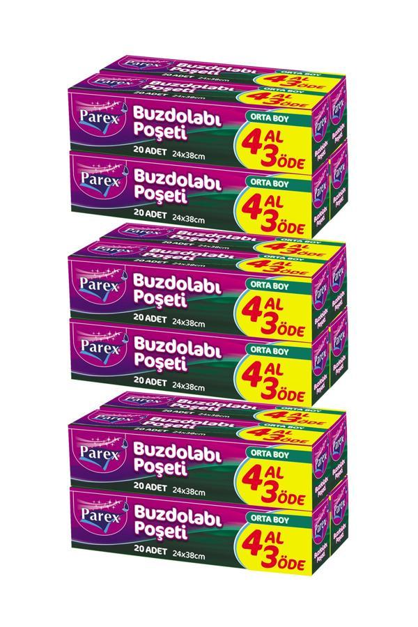 Buzdolabı Poşeti Orta Boy 4 Al 3 Öde (4*20) 24 x 38 cm Üçlü Set - Image 1