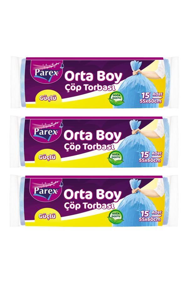 Güçlü Çöp Torbası Orta Boy 15'li 55 x 60 cm Üçlü Set - Image 1