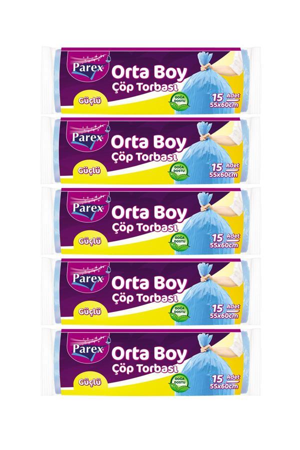 Güçlü Çöp Torbası Orta Boy 15'li 55 x 60 cm 5 Paket - Image 1