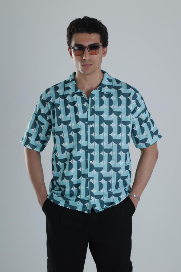Erkek Küre Desenli Hawai Gömlek - Image 1