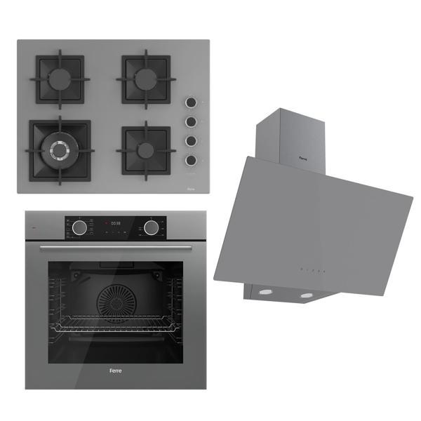 Ferre FLAMEART SC Serisi Gri Set (SC408-WFA + XE63CPR +D079 ) - 65 cm'lik Kare Döküm Izgara-WOK - Image 1