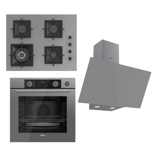 Ferre FLAMEART SC Serisi Gri Set (SC408-WFA + XE64CPR +D079 ) - 65 cm'lik Kare Döküm Izgara-WOK - Image 1