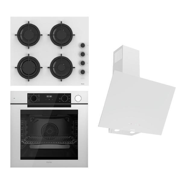 Ferre STEAMART-FRYART-SILENTART Serisi Beyaz Set (CS206-FA + QEP64CB +D078-SA ) - Emaye Izgara - Image 1
