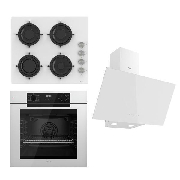 Ferre STEAMART-FRYART Serisi Beyaz Set (CS206 + QEP63CB +D078 ) - Emaye Izgara - Image 1