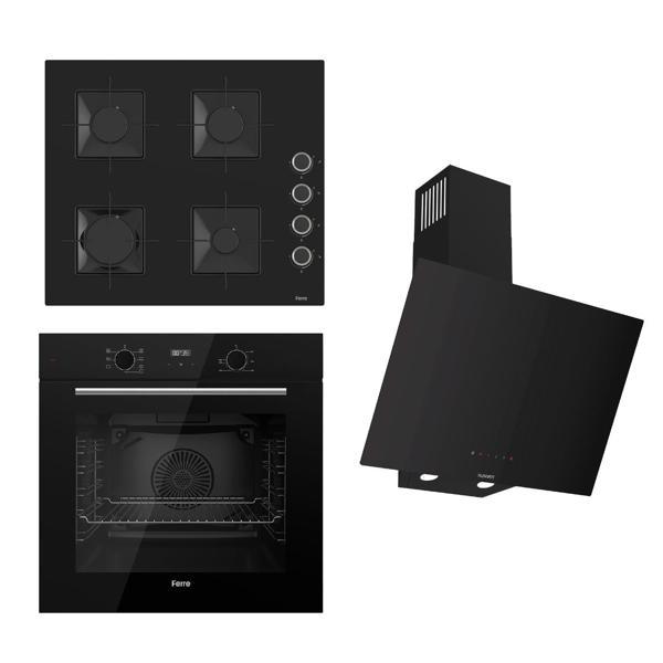 Ferre FLOWART-SILENTART Serisi Siyah Set (SS205 + QBL63CS +D077-SA ) - Emaye Izgara - Image 1