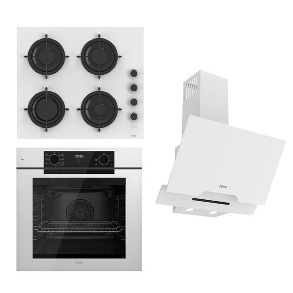 Ferre STEAMART-FRYART-SILENTART Serisi Beyaz Set (CS206-FA + QEP63CB +D064-SA ) - Emaye Izgara - Image 1