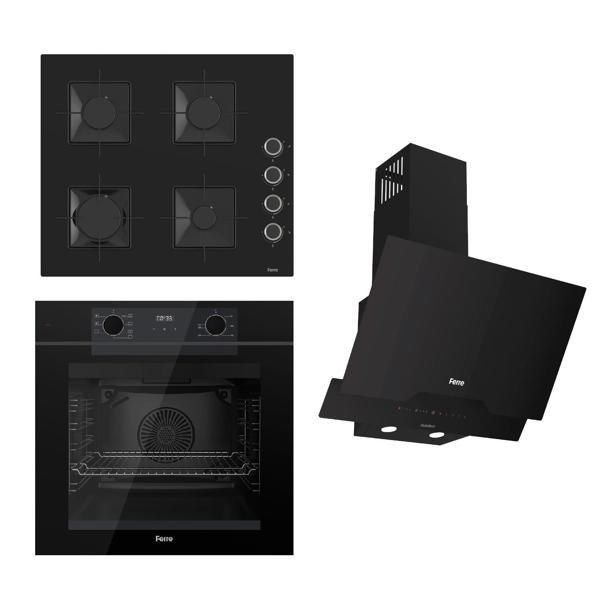 Ferre FRYART-SILENTART Serisi Siyah Set (SS205 + QEP63CS +D063-SA ) - Emaye Izgara - Image 1