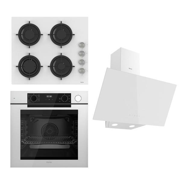 Ferre STEAMART-FRYART Serisi Beyaz Set (CS206 + QEP64CB +D078 ) - Emaye Izgara - Image 1