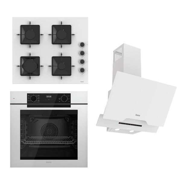 Ferre STEAMART-FRYART-SILENTART Serisi Beyaz Set (SS206 + QEP63CB +D064-SA ) - Emaye Izgara - Image 1