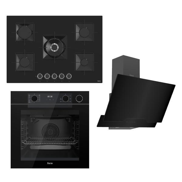 Ferre STEAMART-FRYART Serisi Siyah Set (SS035 + QEP64CS +D063 ) - Emaye Izgara - Image 1
