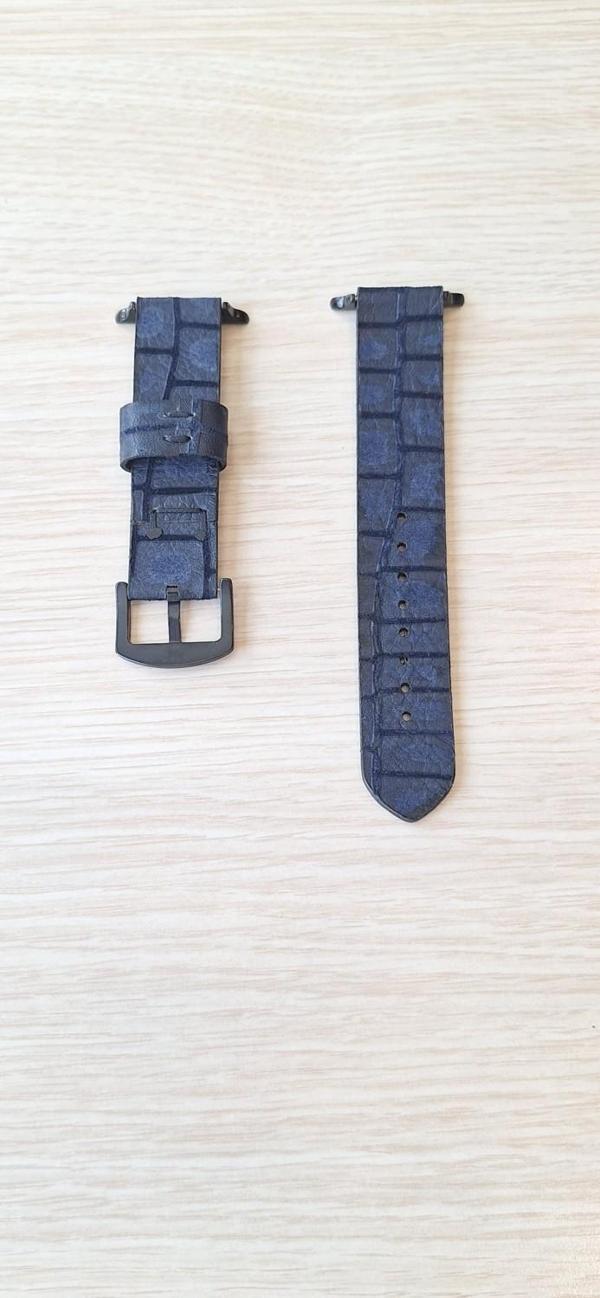 22 mm Siyah Renk Uyumlu Premium Elyapımı (Hand Made) Çift Kat Gerçek Deri Kordon - Image 1