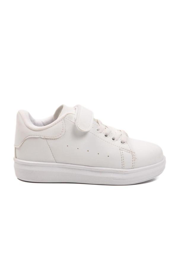 Beyaz Cırtlı Hafif Esnek Unisex Çocuk Spor Ayakkabı 2540-26K P - Image 1