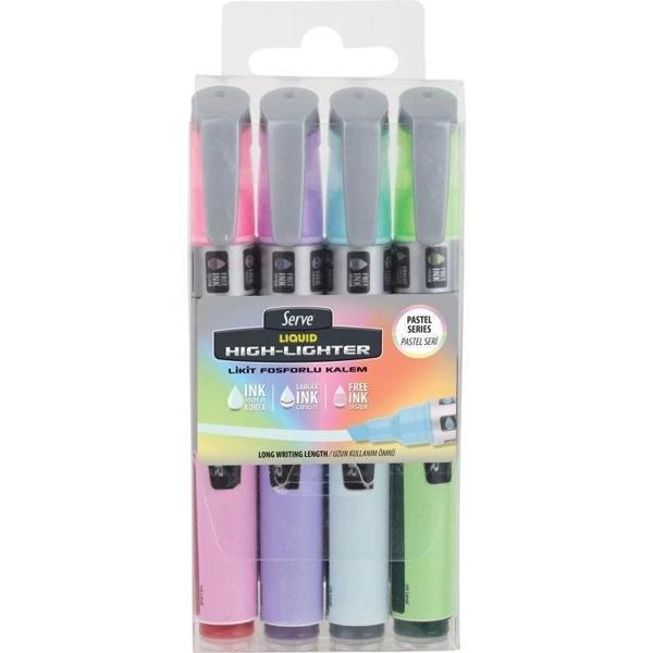 Supertrend Liquid Highlighter Sıvı Mürekkepli Fosforlu Kalem Seti PASTEL 4 RENK SET B - Image 1