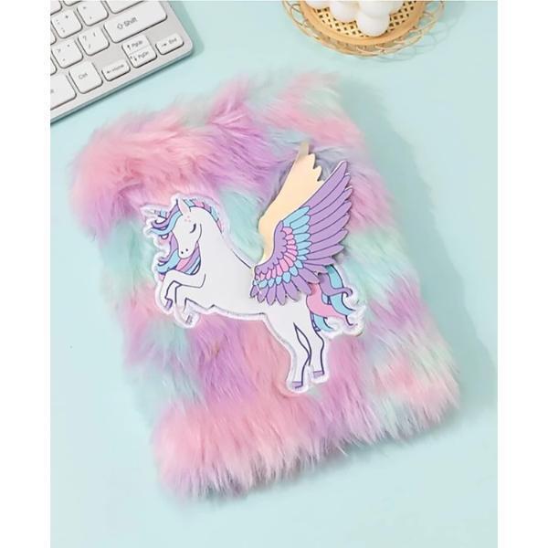 Büro Ev Ofis Hediyesi için Unicorn Tasarımlı Peluş Hatıra Defteri - Image 1