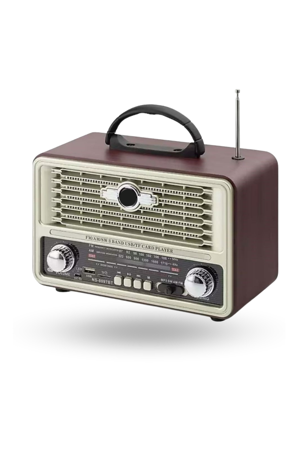 Büro Ev Ofis Hediyesi için Mini Ahşap Retro Şarjlı Bloetooth Radyo - Image 1