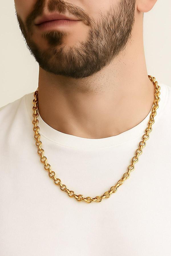 Altın Renk Doc Model Zincir 55 Cm. Unisex Çelik Kolye - 3345 - Image 1