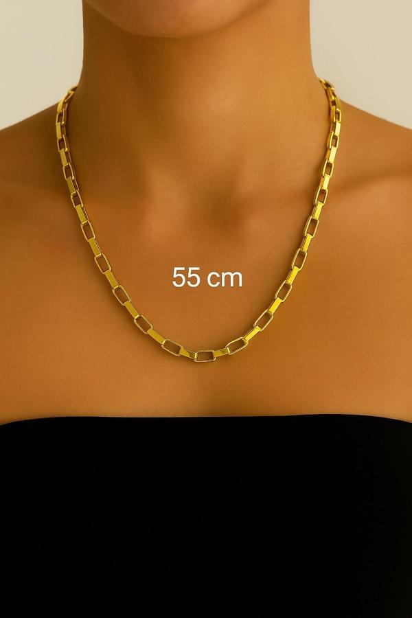 Altın Renk Cubixs Küp Model Zincir Unisex Çelik Kolye - 3342 - Image 1