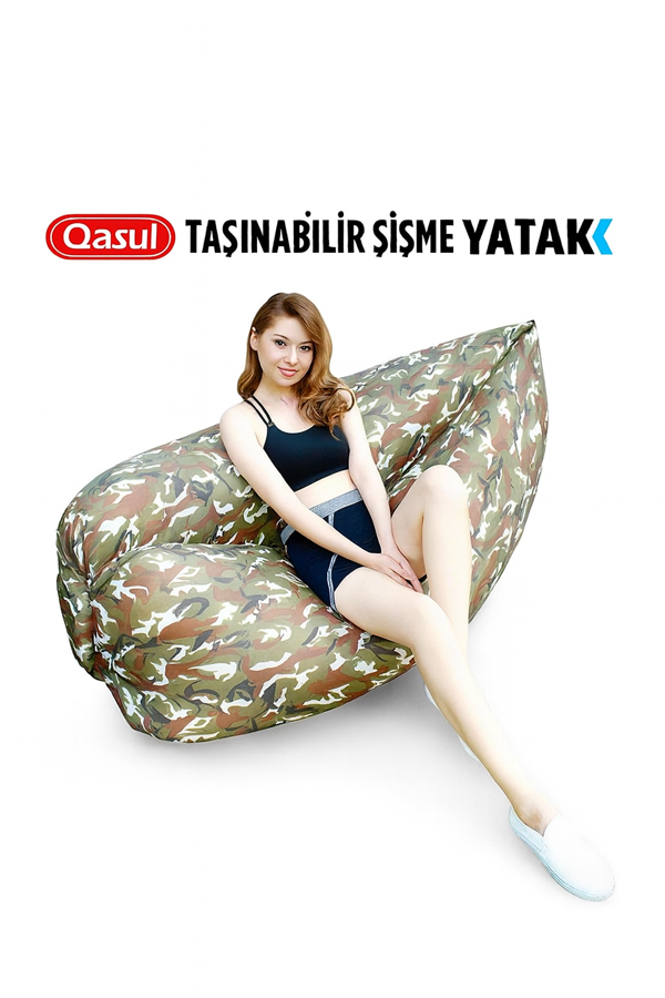Kamuflaj Desenli Taşınabilir Şişme Yatak Festival Kamp, Plaj Outodor İçin Rahat Koltuk Su Geçirmez - Image 1